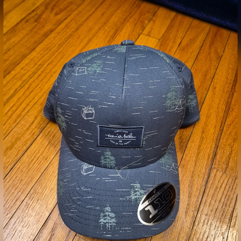 Travis Mathew Matchpoint Snapback Hat Blue Camping Pine Trees